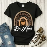 Be Kind, Kindness Matters Leopard Rainbow Cute Fall Autumn Women's T-Shirt thumb 3