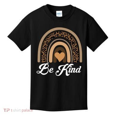 Be Kind, Kindness Matters Leopard Rainbow Cute Fall Autumn Kids T-Shirt