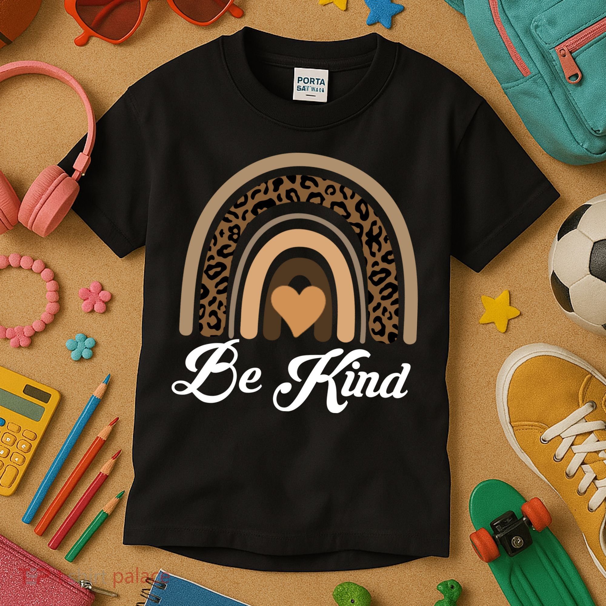 Be Kind, Kindness Matters Leopard Rainbow Cute Fall Autumn Kids T-Shirt