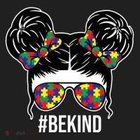 Be Kind Messy Bun Autism Awareness Women's Sweatshirt thumb 2