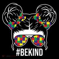 Be Kind Messy Bun Autism Awareness Backpack thumb 2