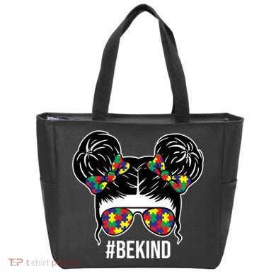Be Kind Messy Bun Autism Awareness Tote Bag