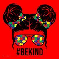 Be Kind Messy Bun Autism Awareness Santa Hat thumb 1