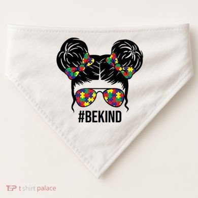 Be Kind Messy Bun Autism Awareness USA-Made Doggie Bandana