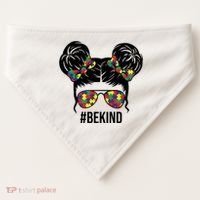 Be Kind Messy Bun Autism Awareness USA-Made Doggie Bandana thumb 0