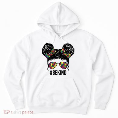 Be Kind Messy Bun Autism Awareness Hoodie