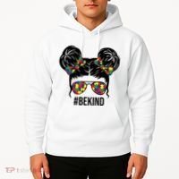 Be Kind Messy Bun Autism Awareness Hoodie thumb 2