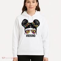 Be Kind Messy Bun Autism Awareness Hoodie thumb 5