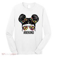 Be Kind Messy Bun Autism Awareness Long Sleeve Shirt thumb 0