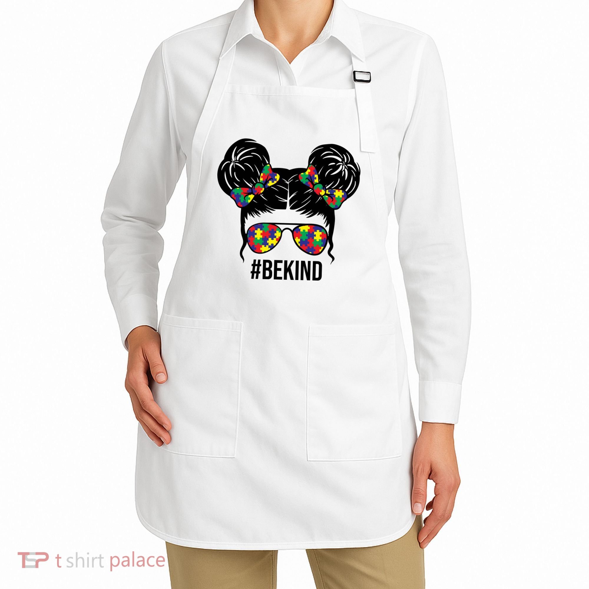 Be Kind Messy Bun Autism Awareness Apron