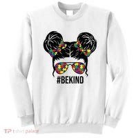 Be Kind Messy Bun Autism Awareness Sweatshirt thumb 0
