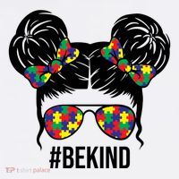 Be Kind Messy Bun Autism Awareness Sweatshirt thumb 3