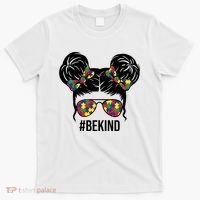Be Kind Messy Bun Autism Awareness T-Shirt thumb 0