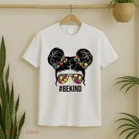 Be Kind Messy Bun Autism Awareness T-Shirt thumb 2