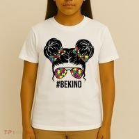 Be Kind Messy Bun Autism Awareness T-Shirt thumb 4