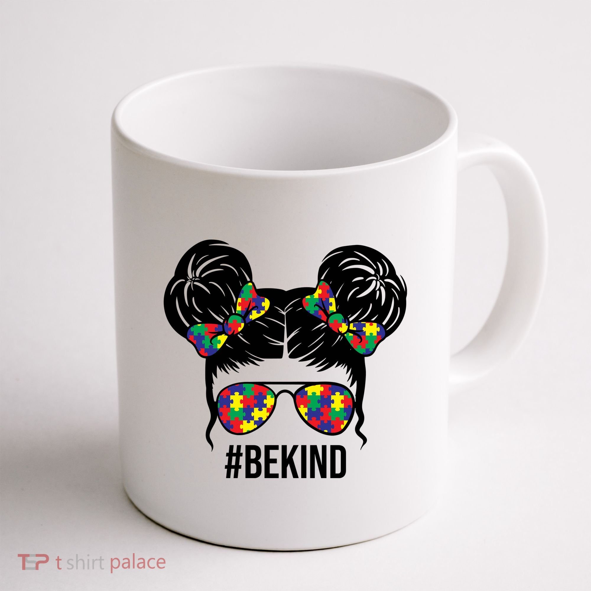 Be Kind Messy Bun Autism Awareness Coffee Mug