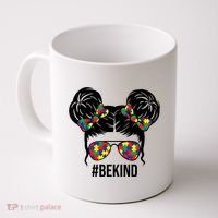 Be Kind Messy Bun Autism Awareness Coffee Mug thumb 0