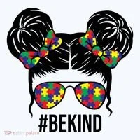 Be Kind Messy Bun Autism Awareness Women's Hoodie thumb 2
