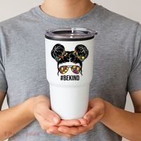 Be Kind Messy Bun Autism Awareness Tumbler thumb 2