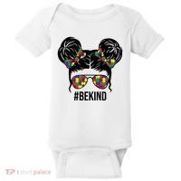 Be Kind Messy Bun Autism Awareness Baby Bodysuit thumb 0