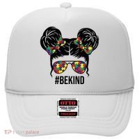 Be Kind Messy Bun Autism Awareness Hat thumb 0