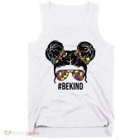 Be Kind Messy Bun Autism Awareness Tank Top thumb 0