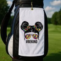 Be Kind Messy Bun Autism Awareness Golf Towel thumb 2