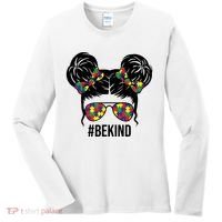 Be Kind Messy Bun Autism Awareness Women's Long Sleeve Shirt thumb 0