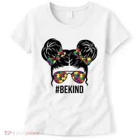 Be Kind Messy Bun Autism Awareness Women's T-Shirt thumb 0
