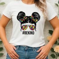 Be Kind Messy Bun Autism Awareness Women's T-Shirt thumb 2