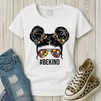 Be Kind Messy Bun Autism Awareness Women's T-Shirt thumb 3