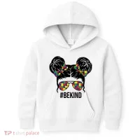 Be Kind Messy Bun Autism Awareness Kids Hoodie thumb 0