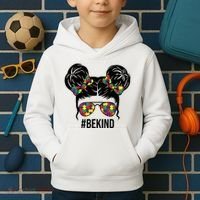 Be Kind Messy Bun Autism Awareness Kids Hoodie thumb 2