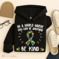 Be Kind Motivational Autism Awareness Slogan Autism Puzzle Message Hoodie thumb 4