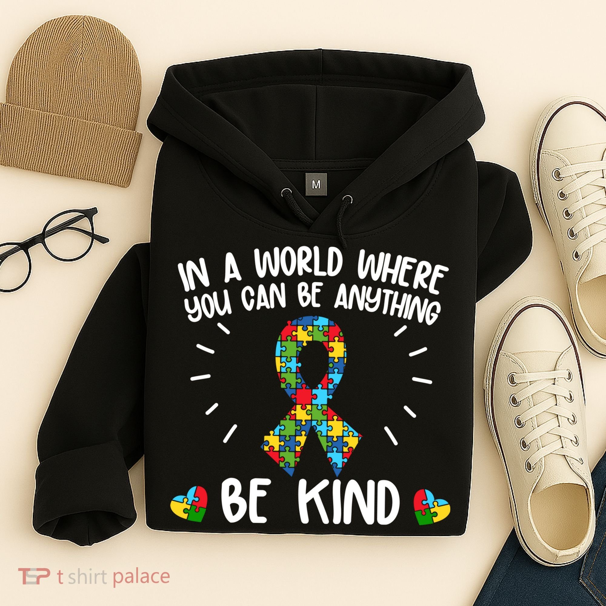 Be Kind Motivational Autism Awareness Slogan Autism Puzzle Message Hoodie
