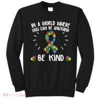 Be Kind Motivational Autism Awareness Slogan Autism Puzzle Message Sweatshirt thumb 0