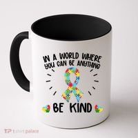 Be Kind Motivational Autism Awareness Slogan Autism Puzzle Message Coffee Mug thumb 0