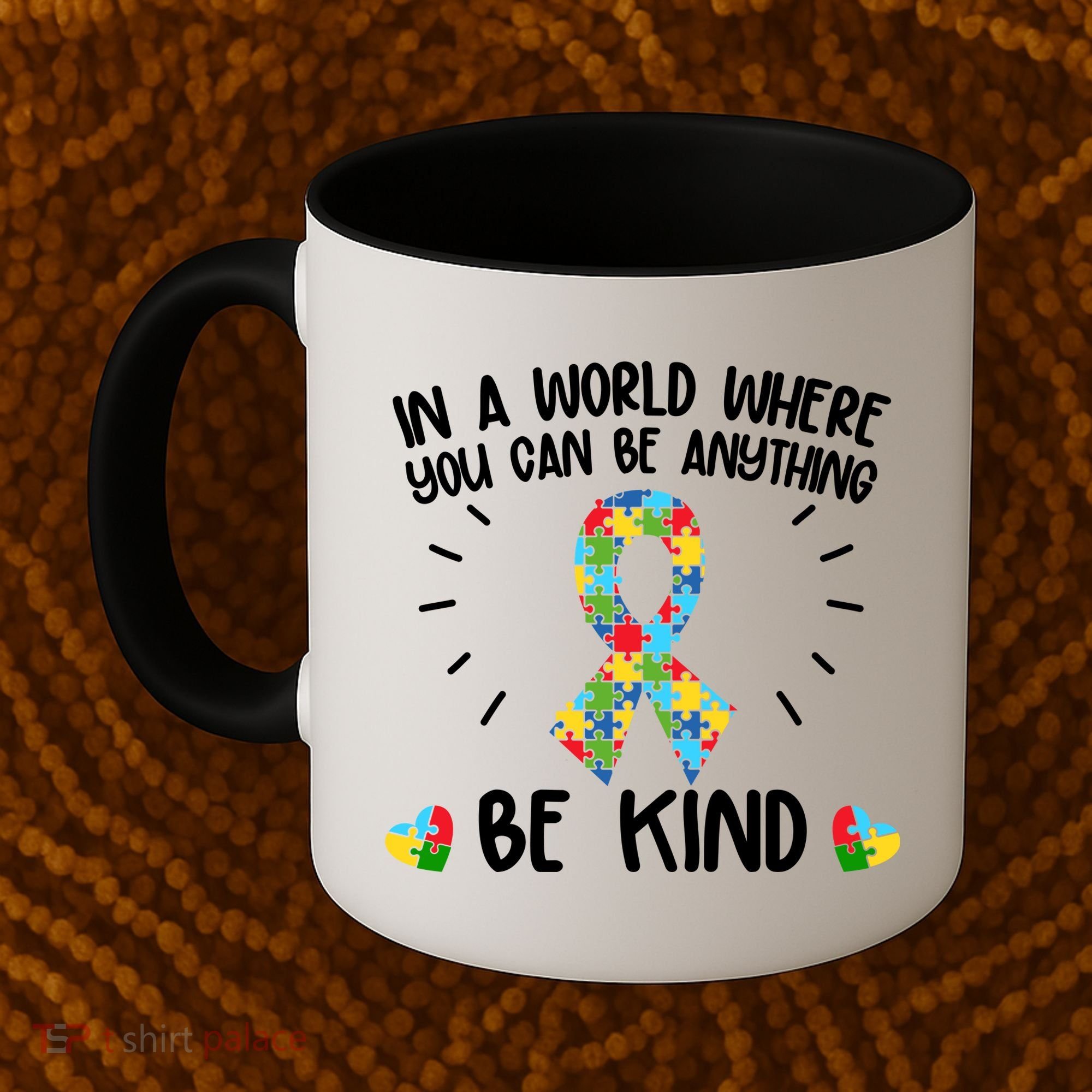 Be Kind Motivational Autism Awareness Slogan Autism Puzzle Message Coffee Mug