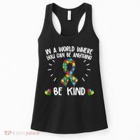 Be Kind Motivational Autism Awareness Slogan Autism Puzzle Message Women's Tank Top thumb 0