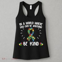 Be Kind Motivational Autism Awareness Slogan Autism Puzzle Message Women's Tank Top thumb 3