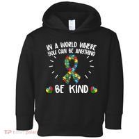 Be Kind Motivational Autism Awareness Slogan Autism Puzzle Message Toddler Hoodie thumb 0