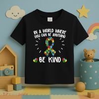 Be Kind Motivational Autism Awareness Slogan Autism Puzzle Message Toddler T-Shirt thumb 3
