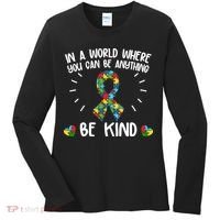 Be Kind Motivational Autism Awareness Slogan Autism Puzzle Message Women's Long Sleeve Shirt thumb 0