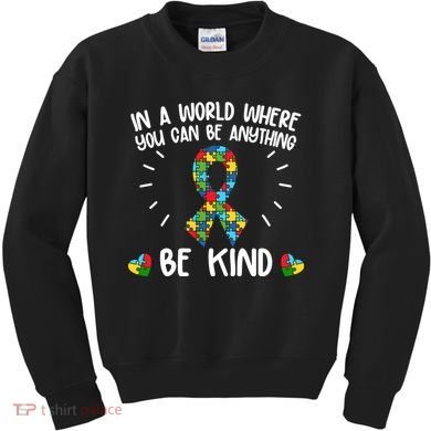 Be Kind Motivational Autism Awareness Slogan Autism Puzzle Message Kids Sweatshirt