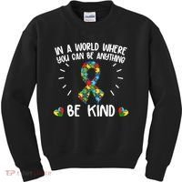 Be Kind Motivational Autism Awareness Slogan Autism Puzzle Message Kids Sweatshirt thumb 0