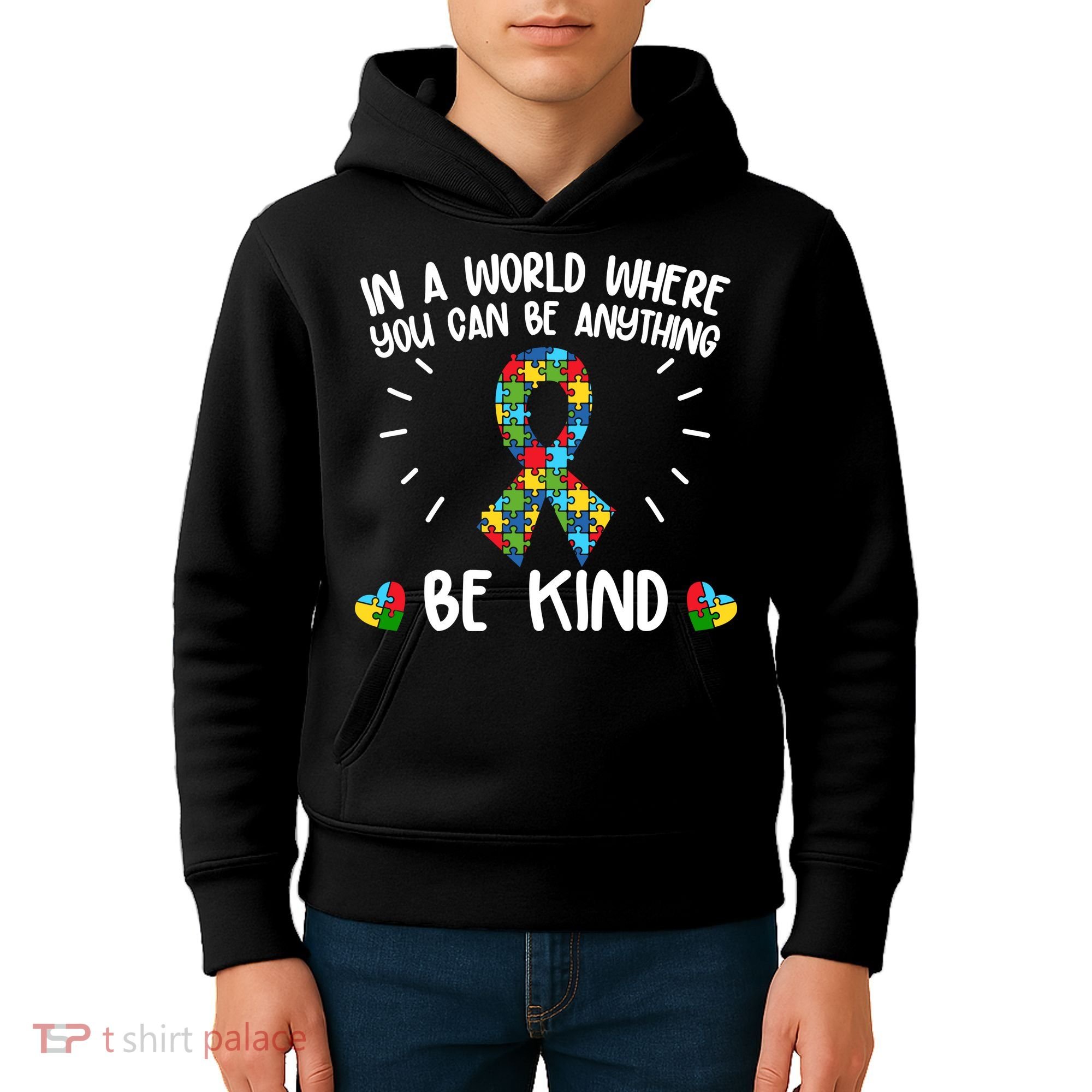 Be Kind Motivational Autism Awareness Slogan Autism Puzzle Message Kids Hoodie