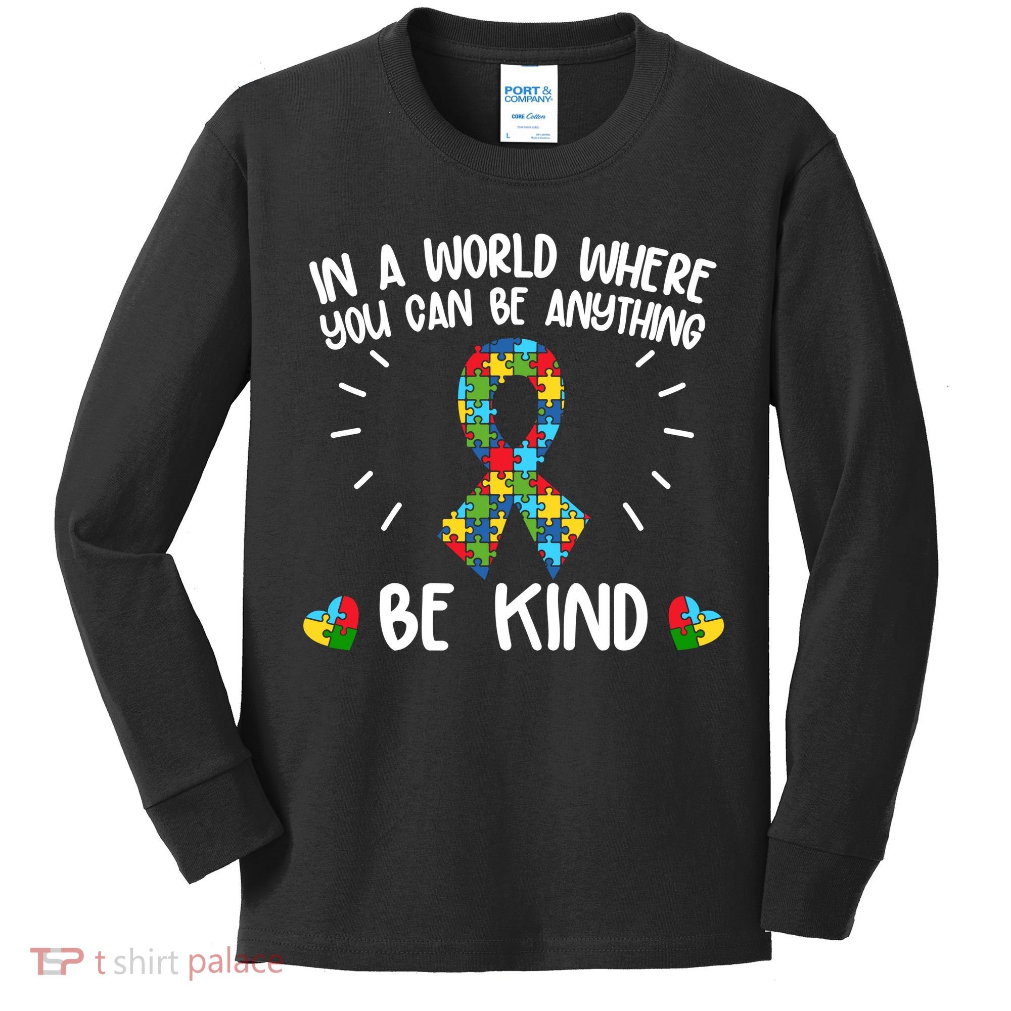 Be Kind Motivational Autism Awareness Slogan Autism Puzzle Message Kids Long Sleeve Shirt