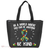 Be Kind Motivational Autism Awareness Slogan Autism Puzzle Message Tote Bag thumb 0