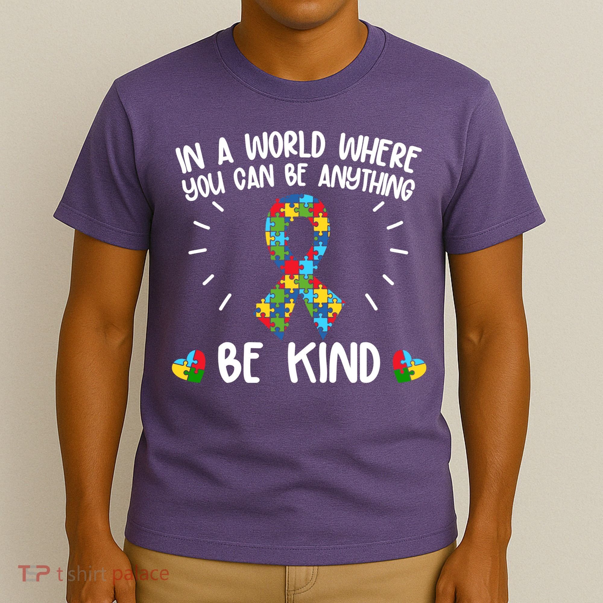 Be Kind Motivational Autism Awareness Slogan Autism Puzzle Message T-Shirt