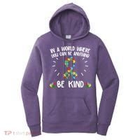 Be Kind Motivational Autism Awareness Slogan Autism Puzzle Message Women's Hoodie thumb 0